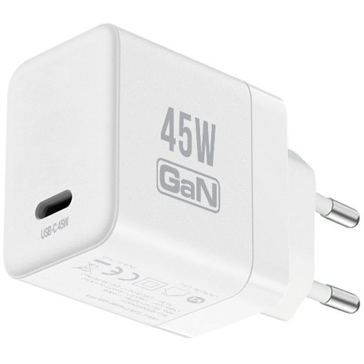 Crong Ultra Compact GaN - Ładowarka sieciowa USB-C 45W PD 3.0 z PPS (biały)