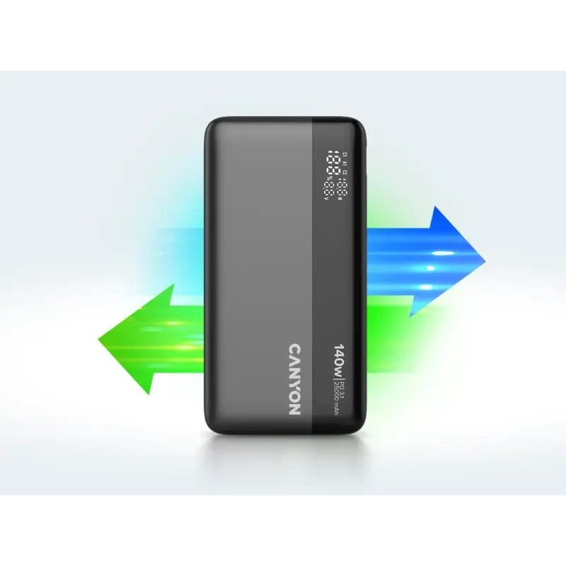 Canyon OnPower 240 Külső Akkumulátor 25000mAh 140W PD3.1 Fekete (CNS-CPB240)