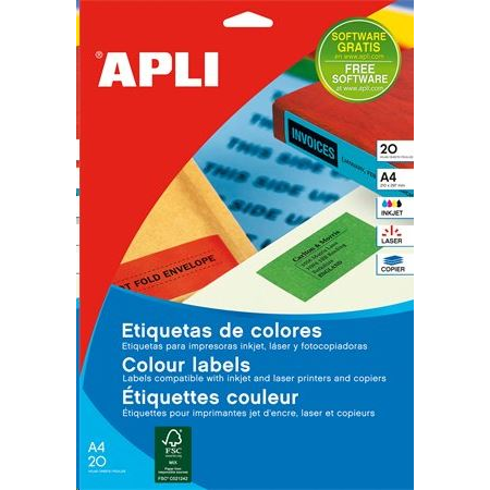 APLI 210x297 mm etikett, sárga 20 darab (LCA1599) (LCA1599)