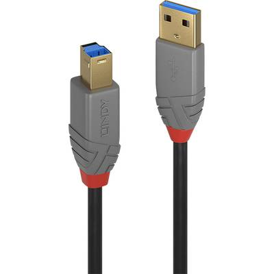 Lindy 36744 USB-kabel USB 3.2 Gen 1 (3.1 Gen 1) 5 m USB A USB B Sort
