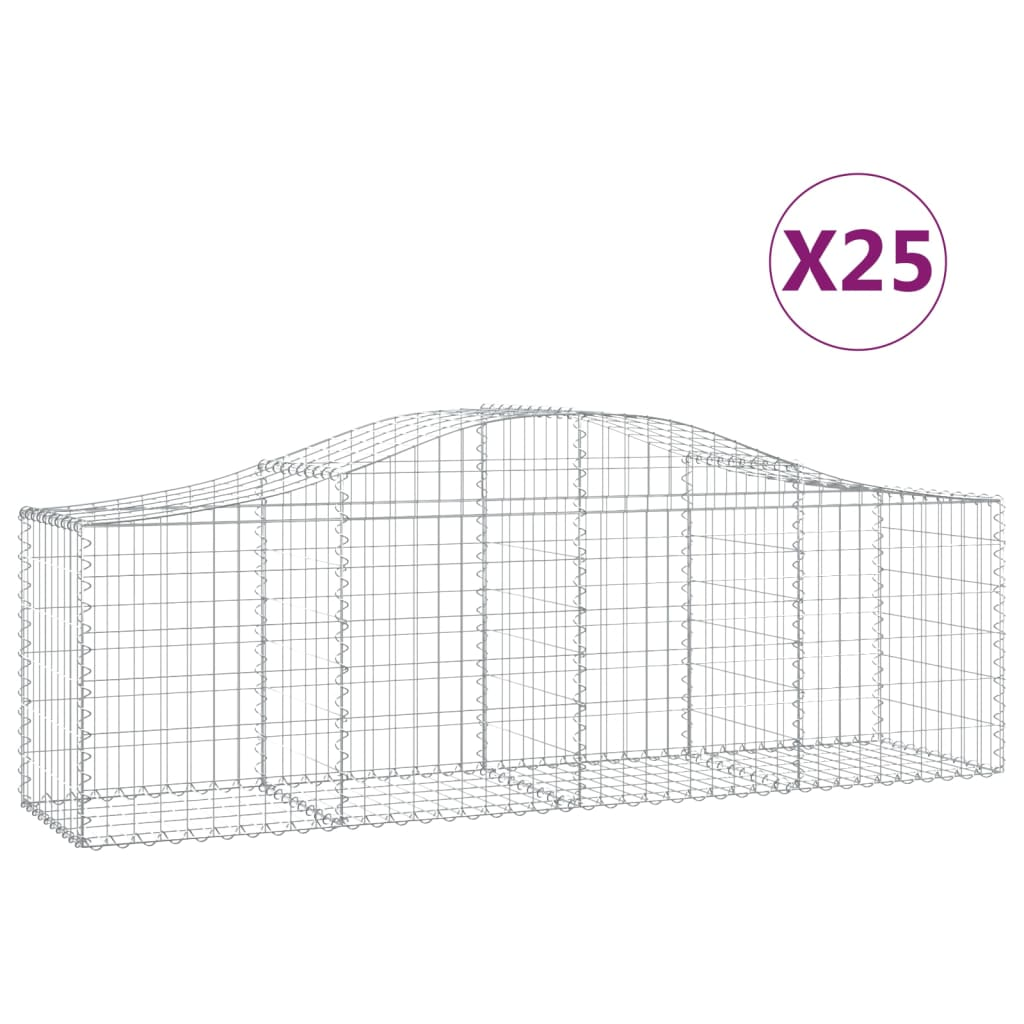 25 db íves horganyzott vas gabion kosár 200x50x60/80 cm (3145614)