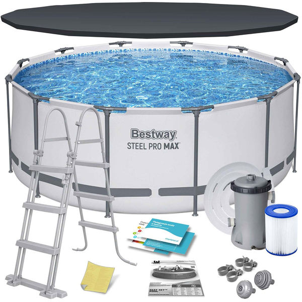 Bestway Steel Pro Max 56420 Piscina con bordi Piscina rotonda 10250 L Grigio