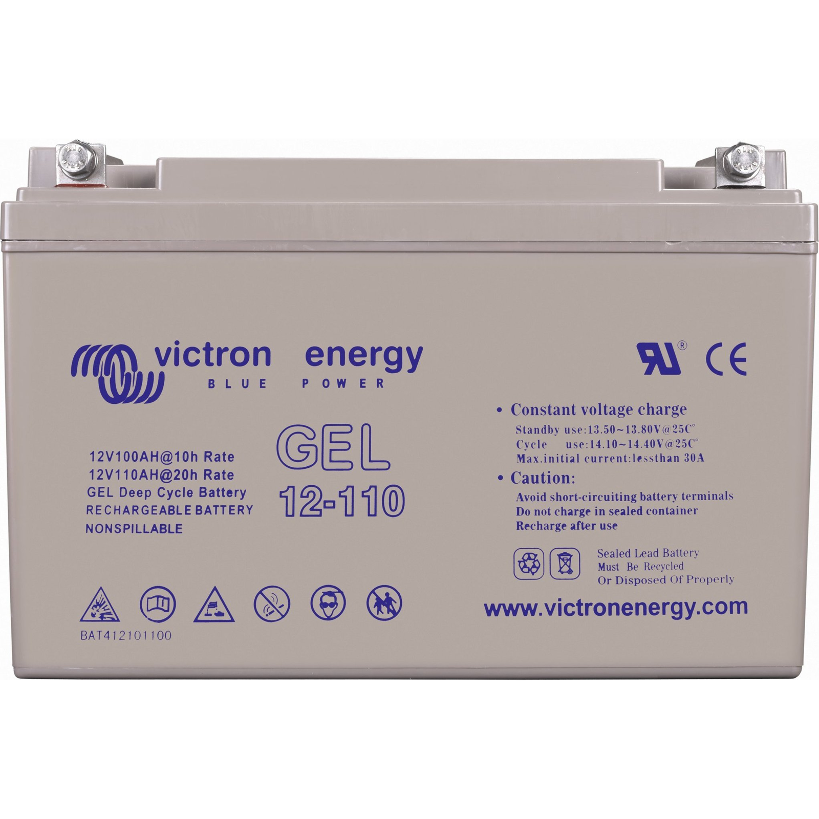 Victron Energy Blue Power BAT412800104 Szolár akku 12 V 90 Ah Ólom-zselés (Sz x Ma x Mé) 350 x 183 x 167 mm M8 csavaros csatlakozó (BAT412800104)