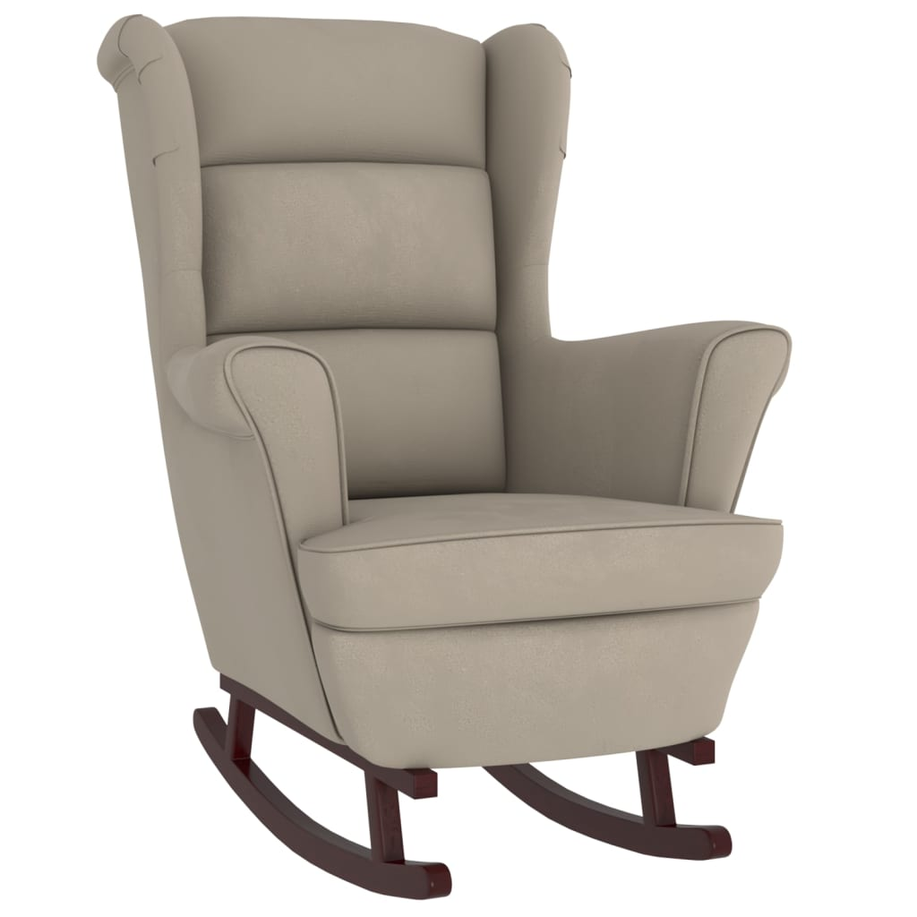 világosszürke bársony hintaszék tömör gumifa lábakkal (329363)