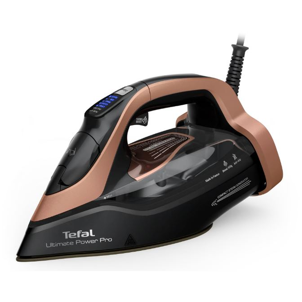 Tefal Ultimate Power Pro FV9E50 Ferro da stiro a secco e a vapore Durilium AirGlide Autoclean soleplate 3200 W Nero, Rame