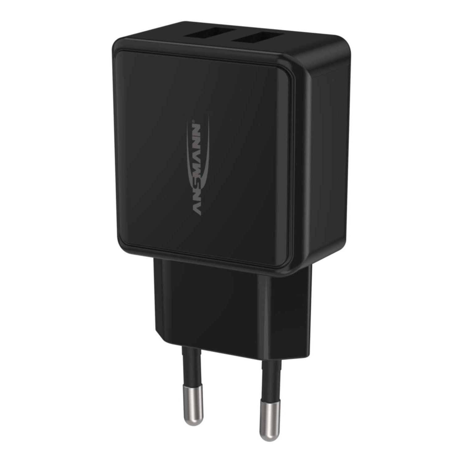 Ansmann HC212 Hálózati 2xUSB töltő - Fekete (12W) (1001-0106)