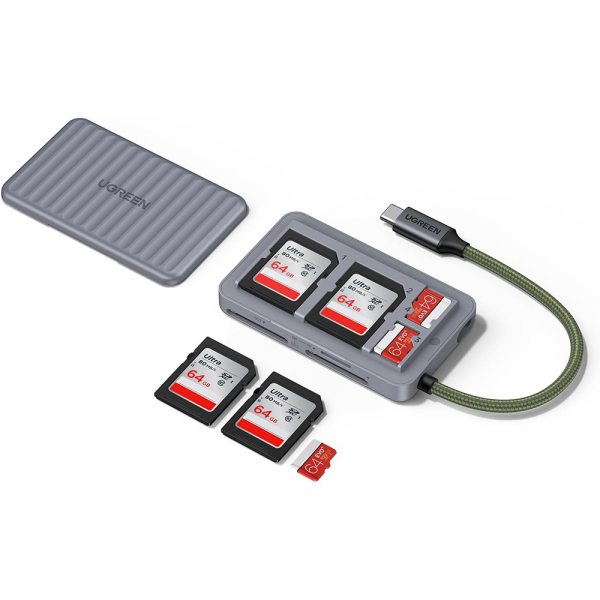 Ugreen CM868 čítačka pamäťových kariet USB-C 170 MB/s 2xSD 1xTF Plug and
