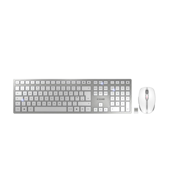 CHERRY DW 9100 SLIM tastatur Mus inkluderet Universel RF trådløs + Bluetooth QWERTY UK engelsk Sølv