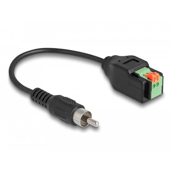 Delock RCA kábel apa - Terminal Block Adapter lenyomó gombbal 15 cm (66254)