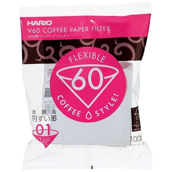 Hario papírfilter V60-01, fehér, 100db (VCF-01-100W)