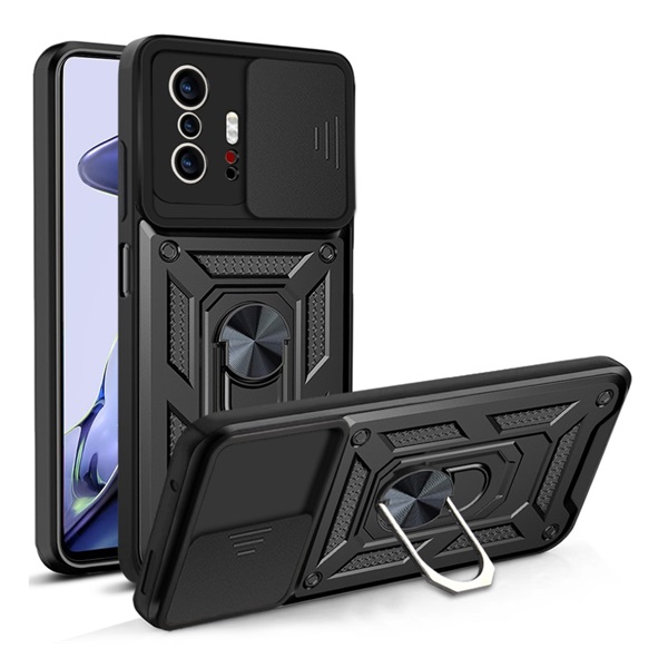 gigapack Defender szilikon telefonvédő (ütésállóság, tartógyűrű, kameravédő) FEKETE Xiaomi 11T Pro / 11T " csomagolás" (GP-111419)