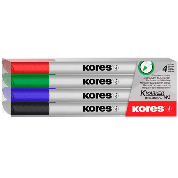 Kores K-Marker 1-3mm kúpus Tábla- és flipchart marker készlet - Vegyes színek (4 db / csomag)