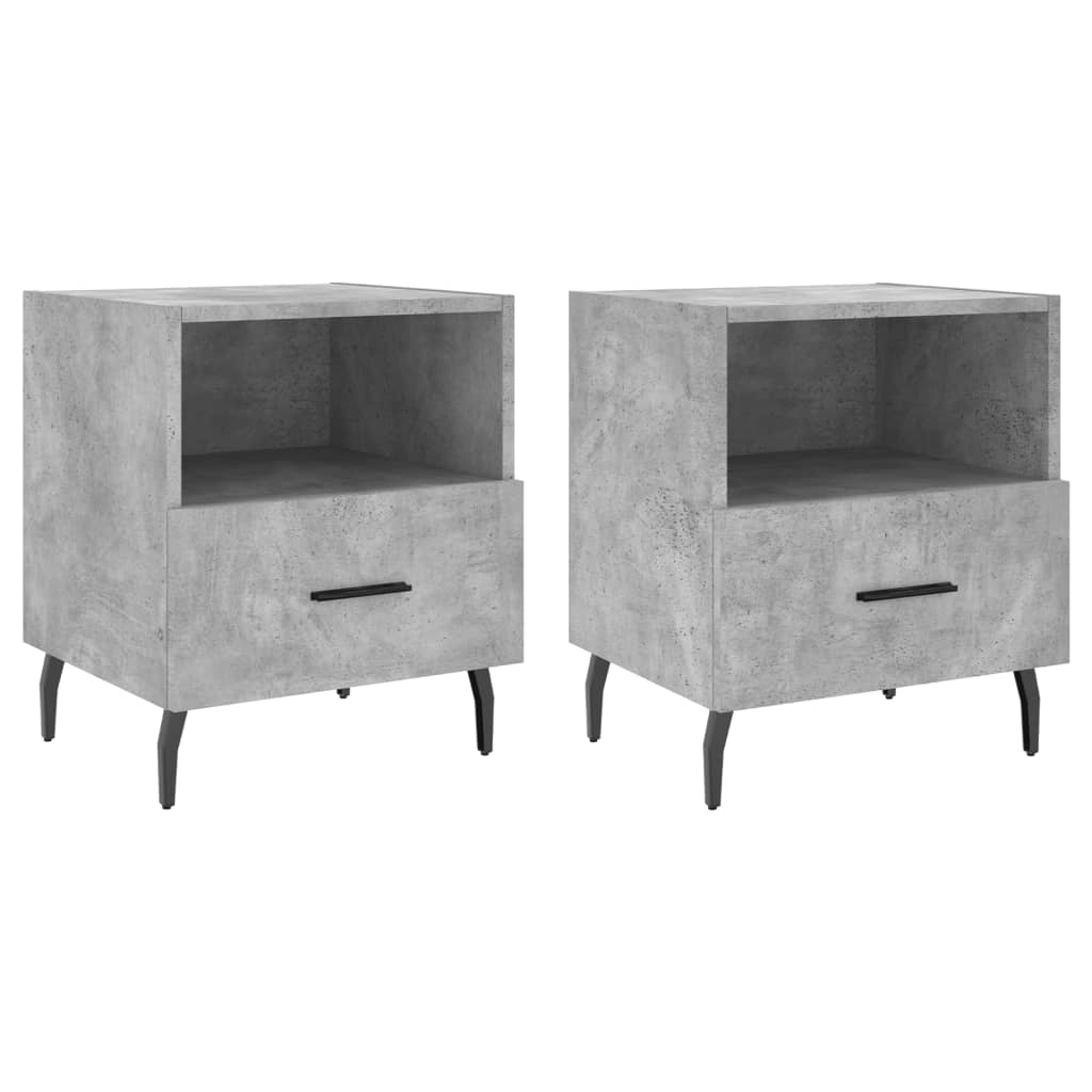 2 db betonszürke szerelt fa éjjeliszekrény 40 x 35 x 47,5 cm (827477)
