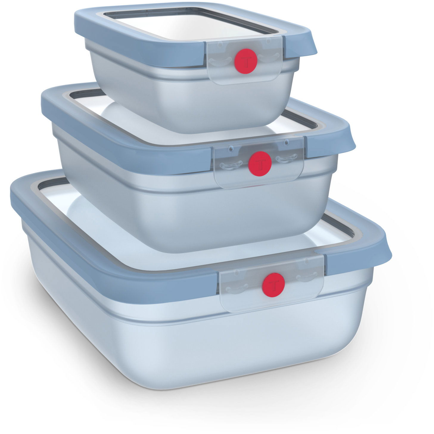 Tefal N1230210 OneClick Ételtároló doboz szett, 3 db, kék (N1230210)