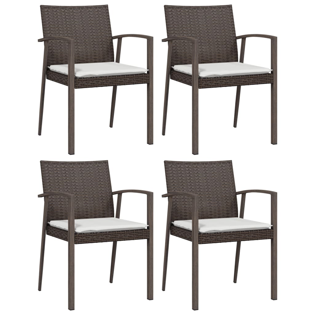 4 db barna polyrattan kerti szék párnával 56,5x57x83 cm (3187077)