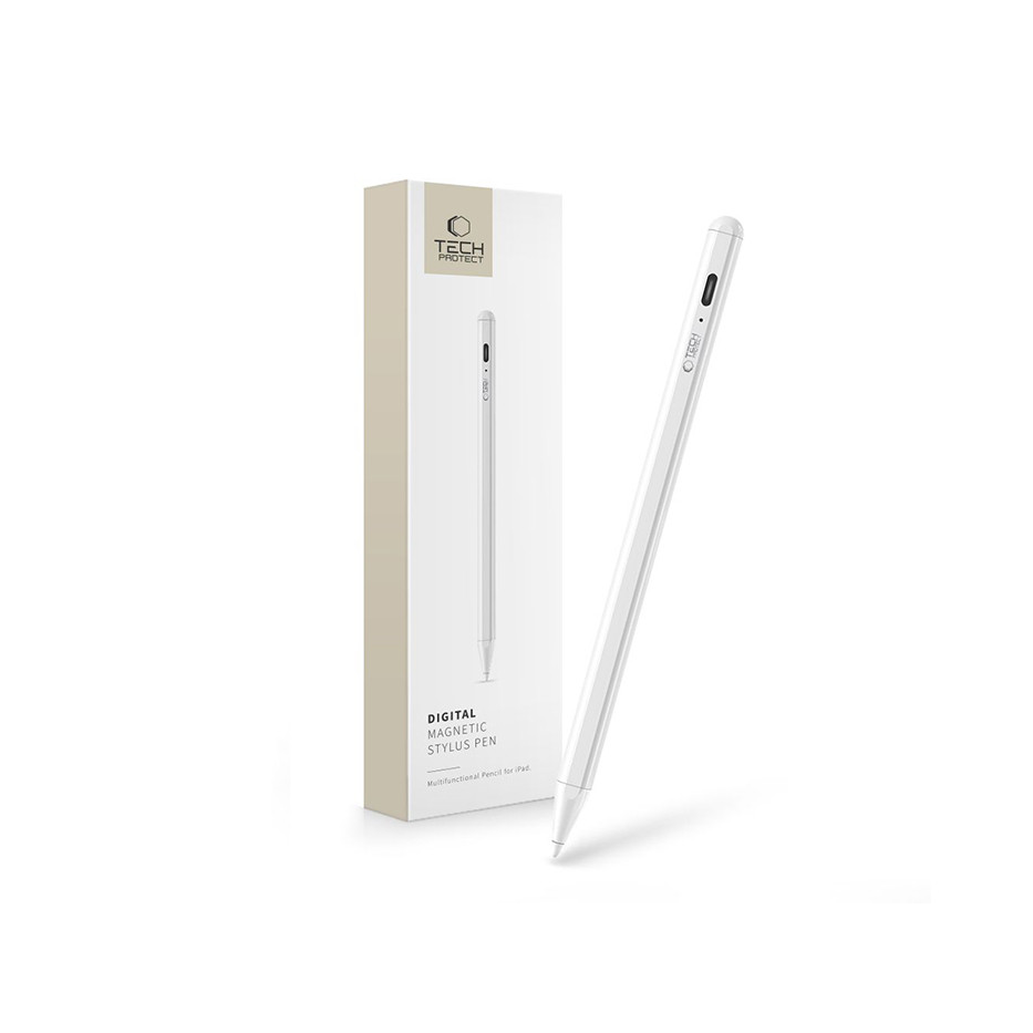 Tech-Protect Digital Magnetic Stylus Pen aktív toll rajzhoz, jegyzethez - Apple iPad-hez - fehér (TP711408)