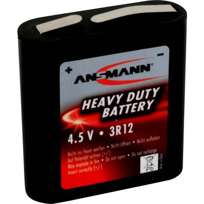 4,5V-os laposelem, cink-szén, 1700 mAh, Ansmann 3R12, 3LR12, 1203, V4912, MN1203, 312G, LR12, 4,5 V Block (5013091)