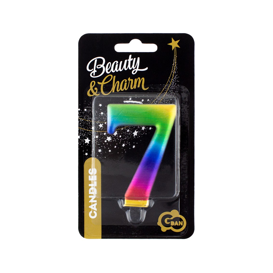 Szivárvány színű születésnapi gyertya, 8 cm - 7 (SCG7)