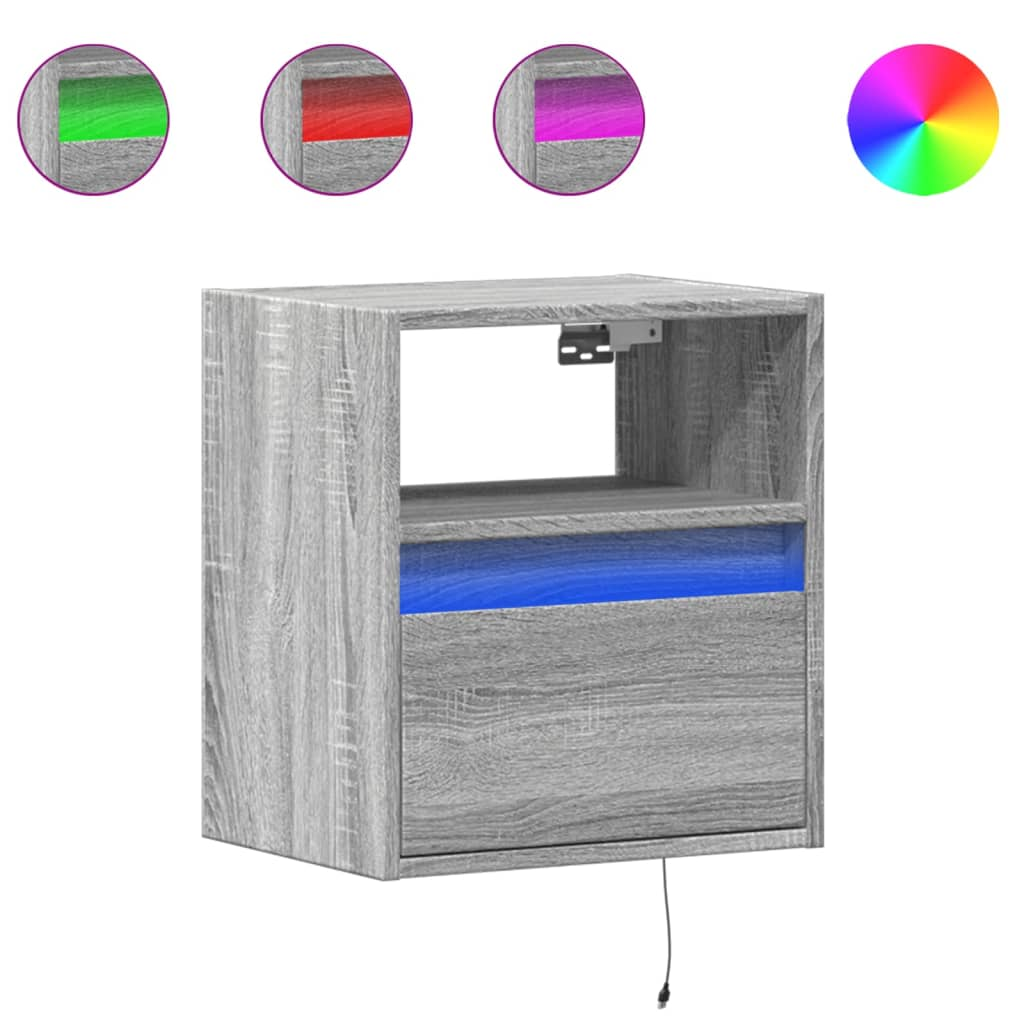 2 db szürke sonoma fali TV-szekrény LED-ekkel 41 x 31 x 45 cm (852324)