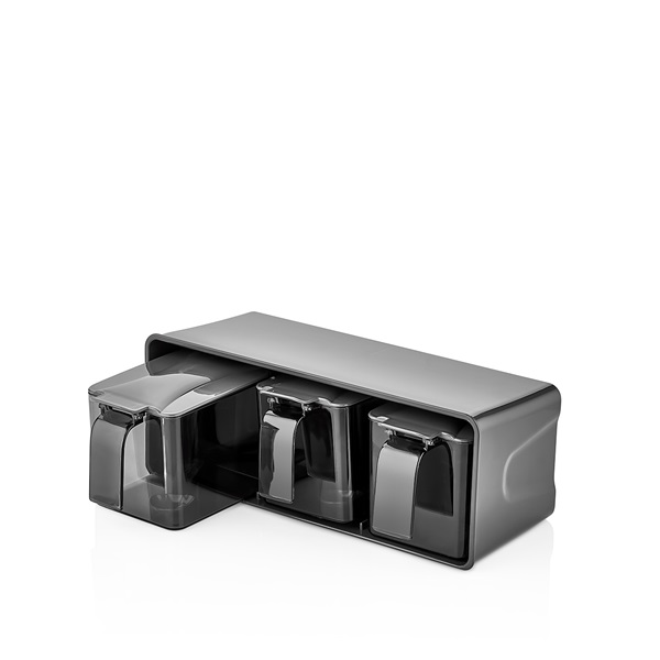 IRIS L-00677 fűszertartó kanalakkal 3x550ml, elefántcsont vagy antracit színű (L-00677)