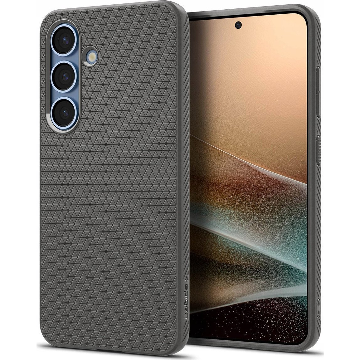 Samsung S25 Plus Spigen Liquid Air Szilikon Telefonvédő Ütésállóság, Rombusz, Sötétszürke (SPN16604)