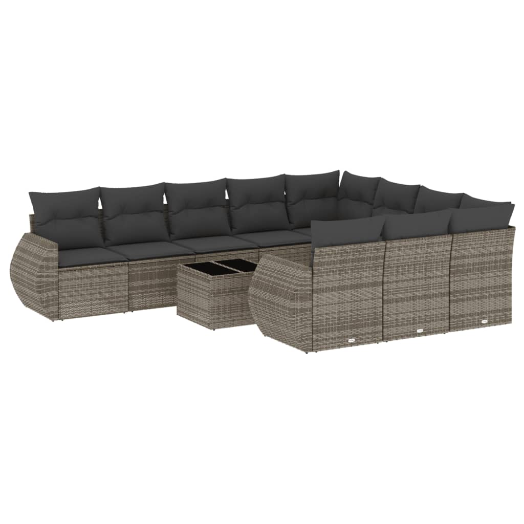 11 részes szürke polyrattan kerti ülőgarnitúra párnákkal (3221899)