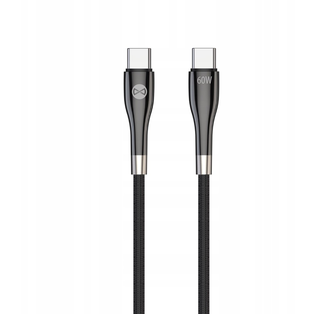 Forever Sleek Type-C - Type-C Kábel 60 W 2m - Fekete (GSM180338)