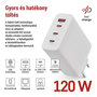 Emos V06G120 USB-A / 3x USB-C Hálózati Gyorstöltő Adapter 120W - Fehér