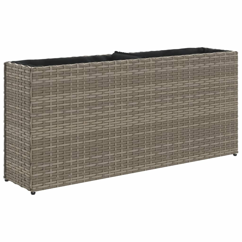 szürke polyrattan kerti ültetőláda 2 cseréppel 90x20x40 cm (366409)