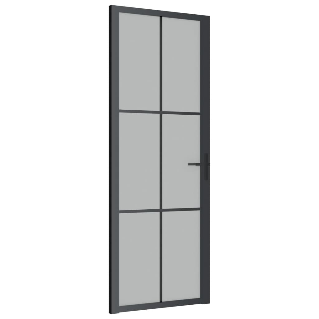 fekete matt üveg és alumínium beltéri ajtó 76 x 201,5 cm (350556)
