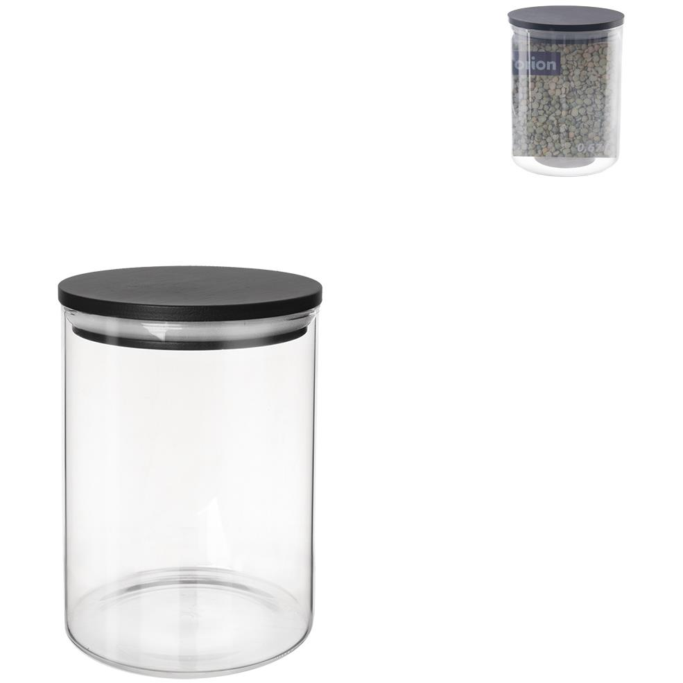 ORION 0,67 l kerek boroszilikát üveg/bambusz tárolóedény (127578)