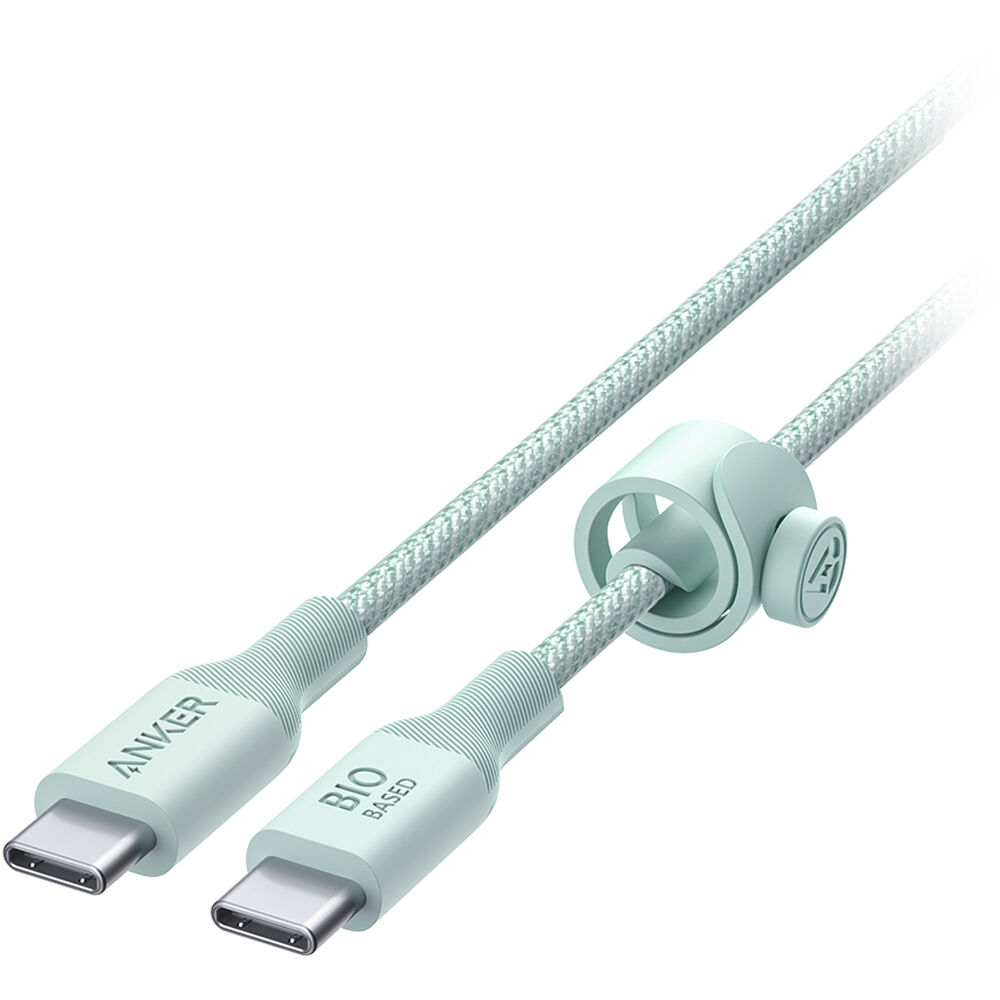 Anker 544 Bio-Nylon USB-C apa - USB-C apa 2.0 Adat és töltő kábel - Zöld (1.8m) (A80F6H61)