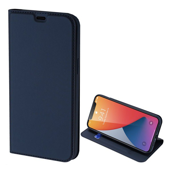DUX DUCIS SKIN PRO tok álló, bőr hatású (FLIP, oldalra nyíló, bankkártya tartó, asztali tartó funkció) SÖTÉTKÉK [Apple iPhone 12 Pro Max] (5996591068282)