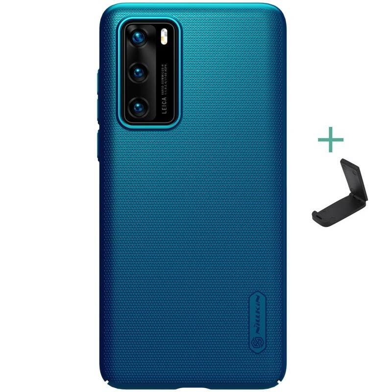 Huawei P40, Műanyag hátlap védőtok, stand, Nillkin Super Frosted, zöldes-kék (6902048196230)