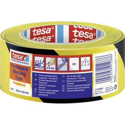 Tesa PREMIUM (04169-00063-93) Padlójelölő szalag ® Professional Fekete/sárga (H x Sz) 33 m x 50 mm 1 db (04169-00063-93)
