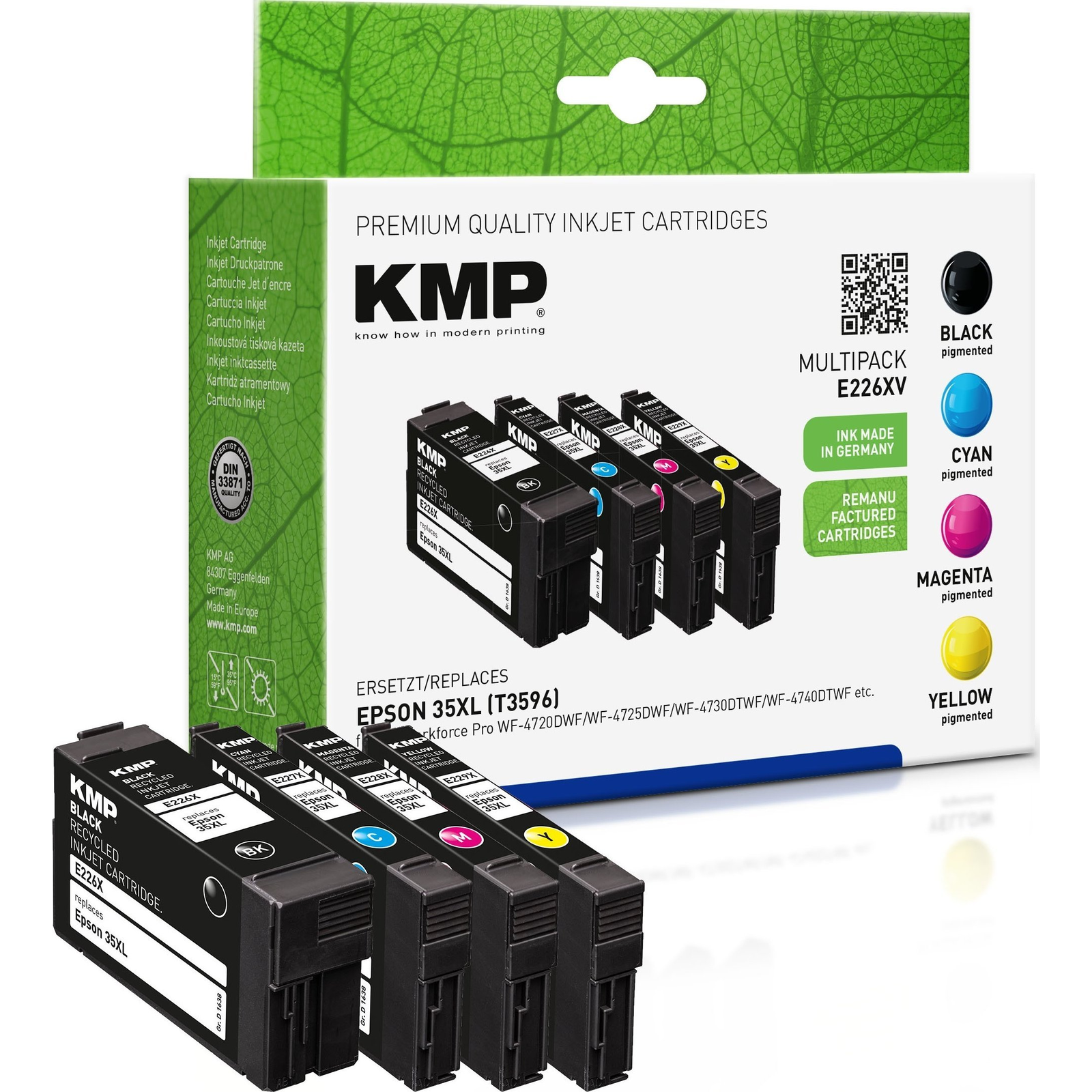 KMP Tinta helyettesíti Epson 35XL, T3596, T3591, T3592, T3593, T3594 Kompatibilis Kombinált csomag Fekete, cián, bíbor, sárga E226XV 1638,4005 (1638,4005)