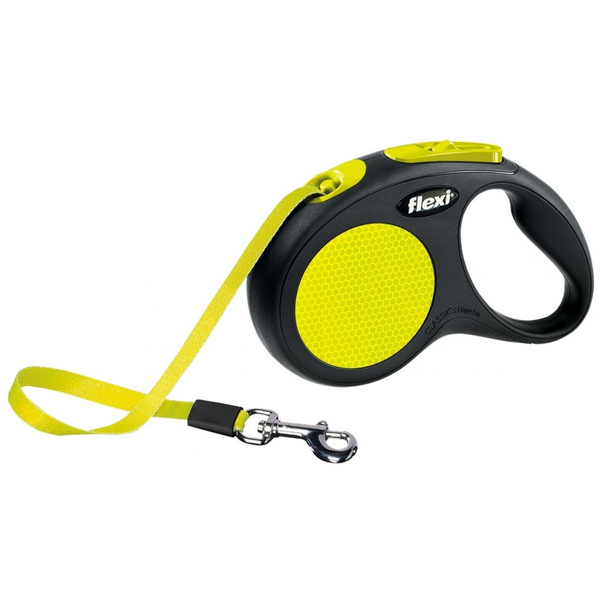 Flexi New Neon S/5m Csévélő szalagos kutyapóráz - Neonsárga
