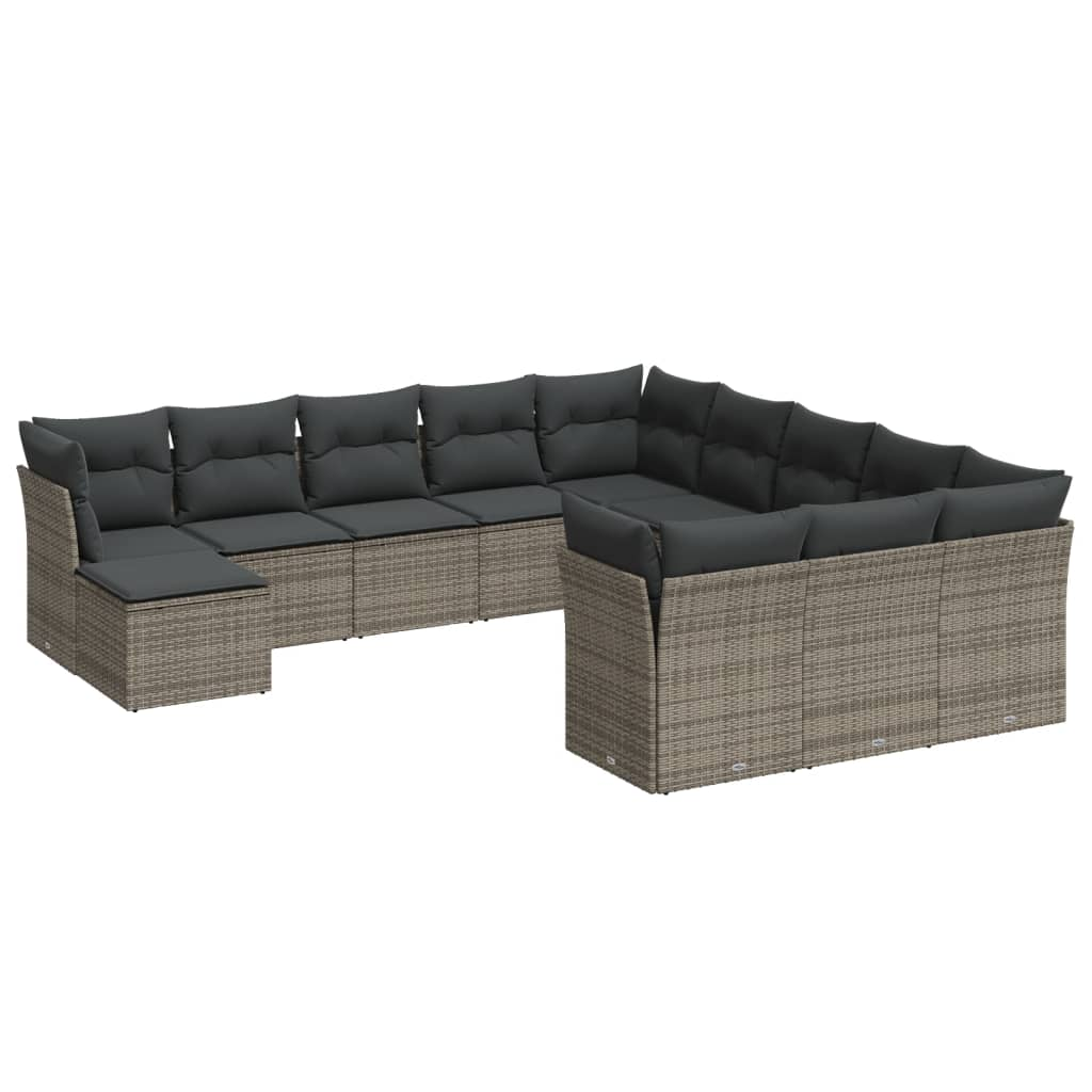 12 részes szürke polyrattan kerti ülőgarnitúra párnákkal (3218630)