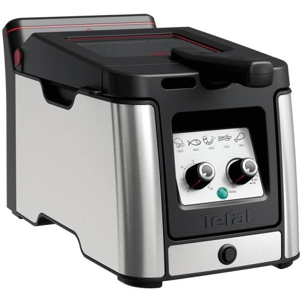 Tefal Clear Duo FR600D Enkel 0,65 l Vrijstaand 2000 W Frituurpan Zwart, Roestvrijstaal