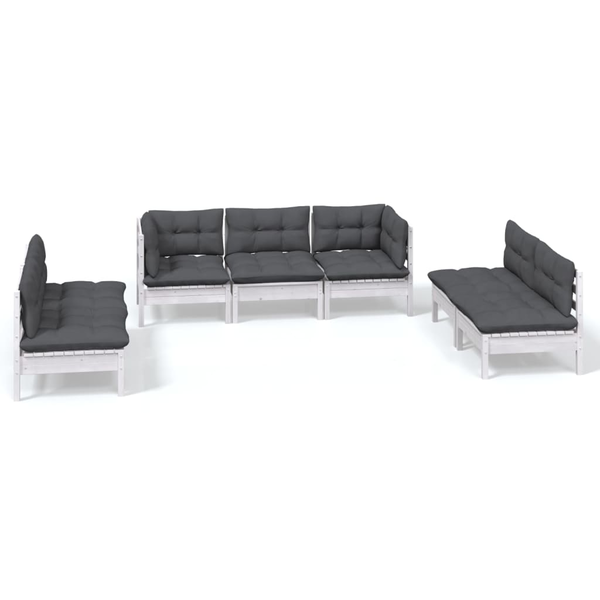 Set mobilier grădină cu perne, 7 piese, lemn masiv de pin