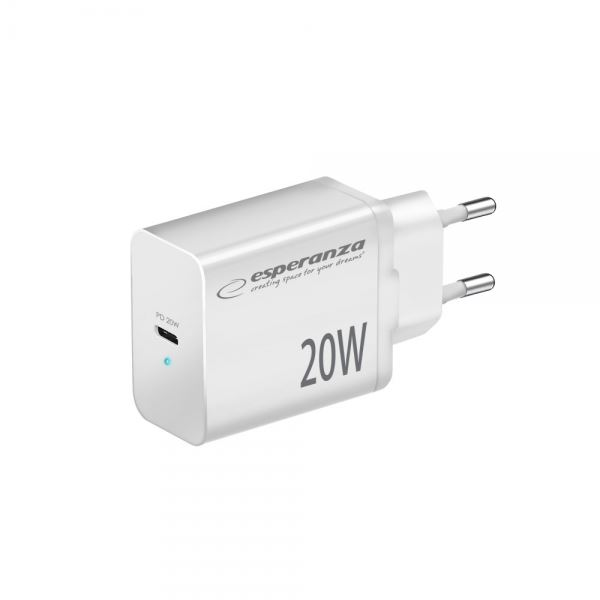 Esperanza USB-C hálózati töltő 20W fehér (EZC104W) (EZC104W)