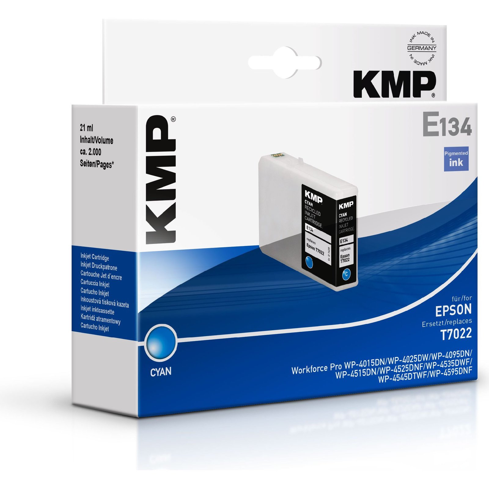 KMP Tinta helyettesíti Epson T7022 Kompatibilis Cián E134 1620,4003 (1620,4003)