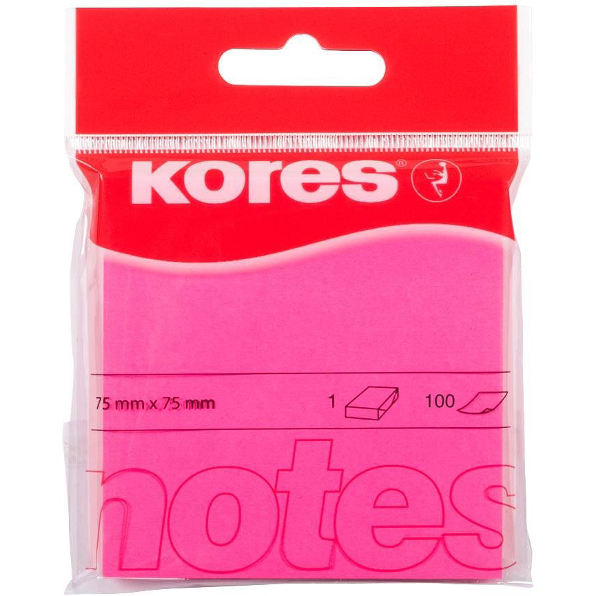 KORES 75 x 75 mm, 100 lap, neon rózsaszín (47075)