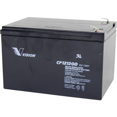 Ólomakku 12 V 12 Ah Vision akku VISION CP12120D CP12120D ólom vlies (AGM)151 x 101 x 98 mm laposérintkezős dugó 6.35 mm (CP12120D)