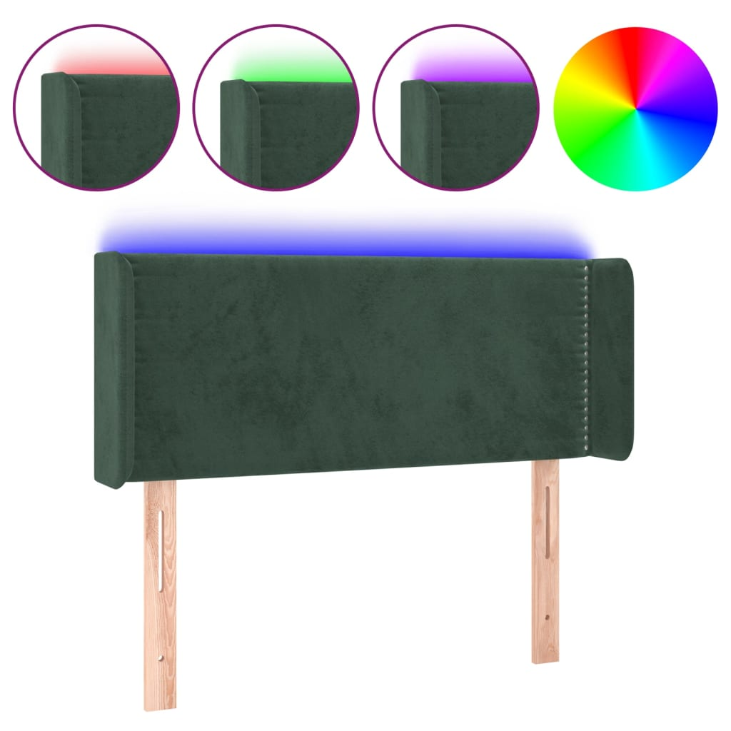 sötétzöld bársony LED-es fejtámla 83 x 16 x 78/88 cm (3123129)