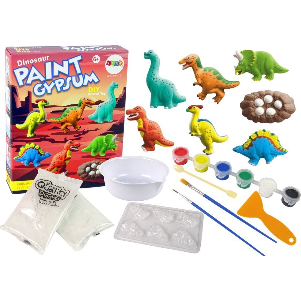 Lean Toys Diy Gipszöntő Készlet Festés Festék Dinoszauruszok (12995)