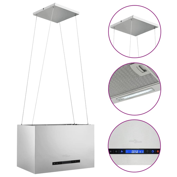 rozsdamentes acél LCD érintőképernyős sziget páraelszívó 55 cm