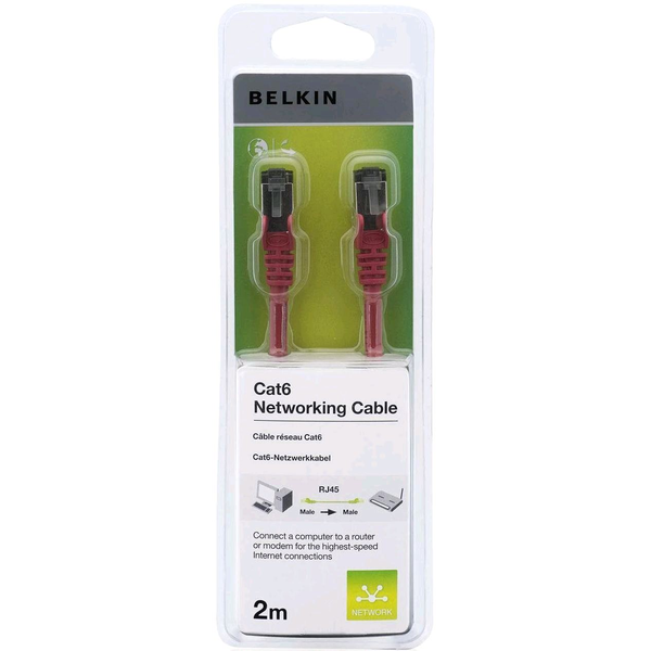 Belkin CAT6 Snagless 2m мрежов кабел Червен 2 м