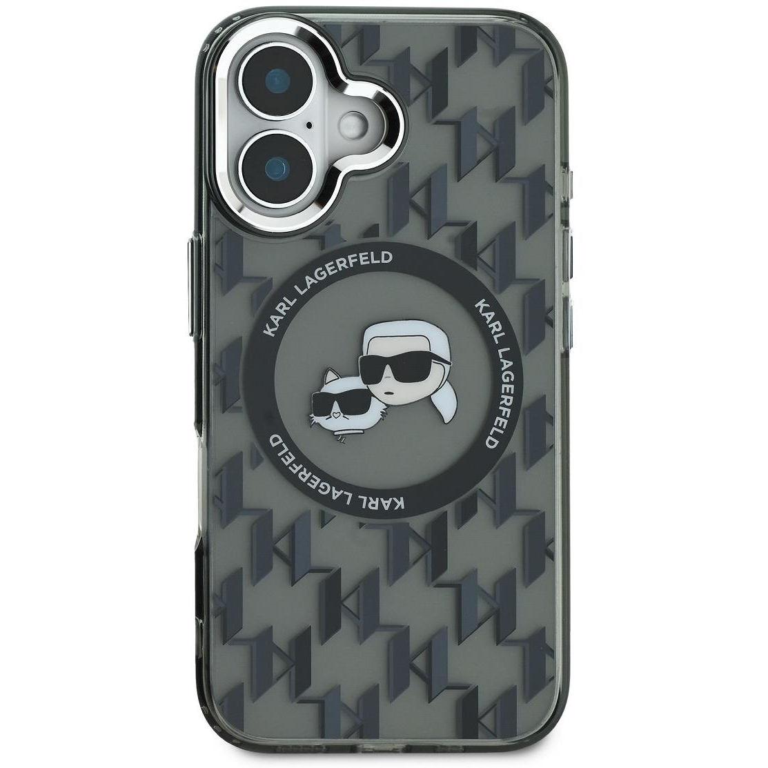 Karl Lagerfeld IML Monogram K&CH Heads MagSafe iPhone 16 Black tok (KLHMP16SHMCKMHK)