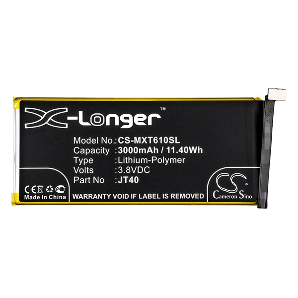 Cameron Sino Li-Polymer akku (3.8V/3000mAh, Motorola JT40 kompatibilis) FEKETE Motorola Moto G6 Plus (XT1926) (CS-MXT610SL)